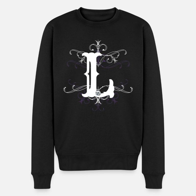 Buchstabe L Buchstabe-L - Männer Premium Bio Pullover - Schwarz