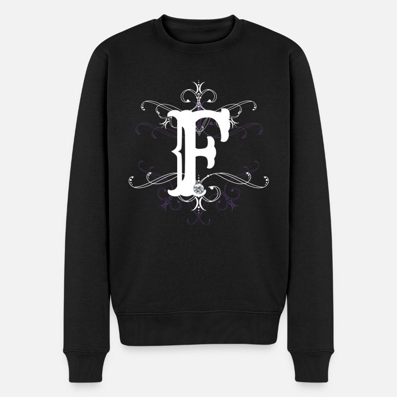 Buchstabe F Buchstabe-F - Männer Premium Bio Pullover - Schwarz