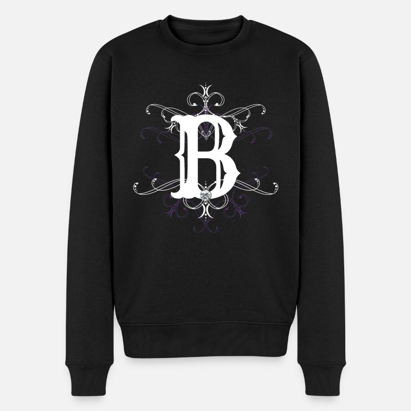 Buchstabe B Buchstabe-B - Männer Premium Bio Pullover - Schwarz