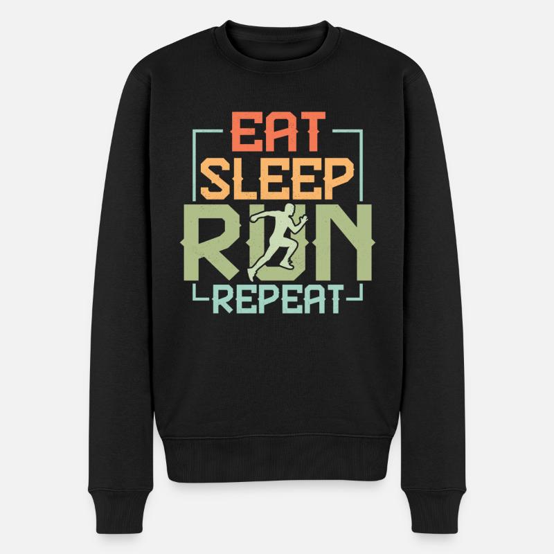 Eat. Sleep. Run. Repeat. Marathon Trail Running - Männer Premium Bio Pullover - Schwarz