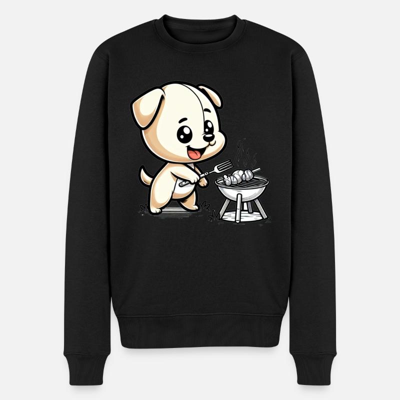 Cute BBQ Dog - Männer Premium Bio Pullover - Schwarz