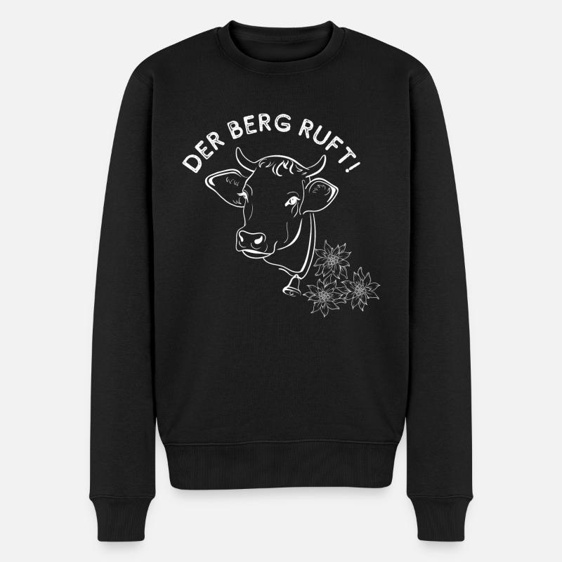 Der Berg ruft! - Männer Premium Bio Pullover - Schwarz