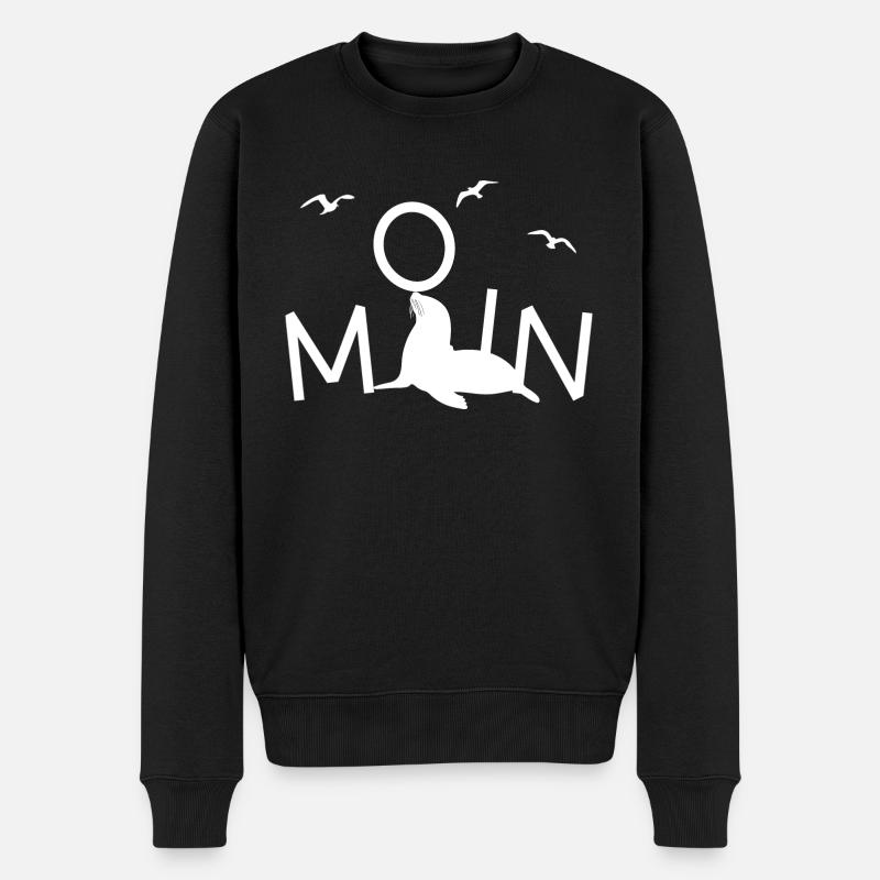 Moin Robbe Möwe - Männer Premium Bio Pullover - Schwarz