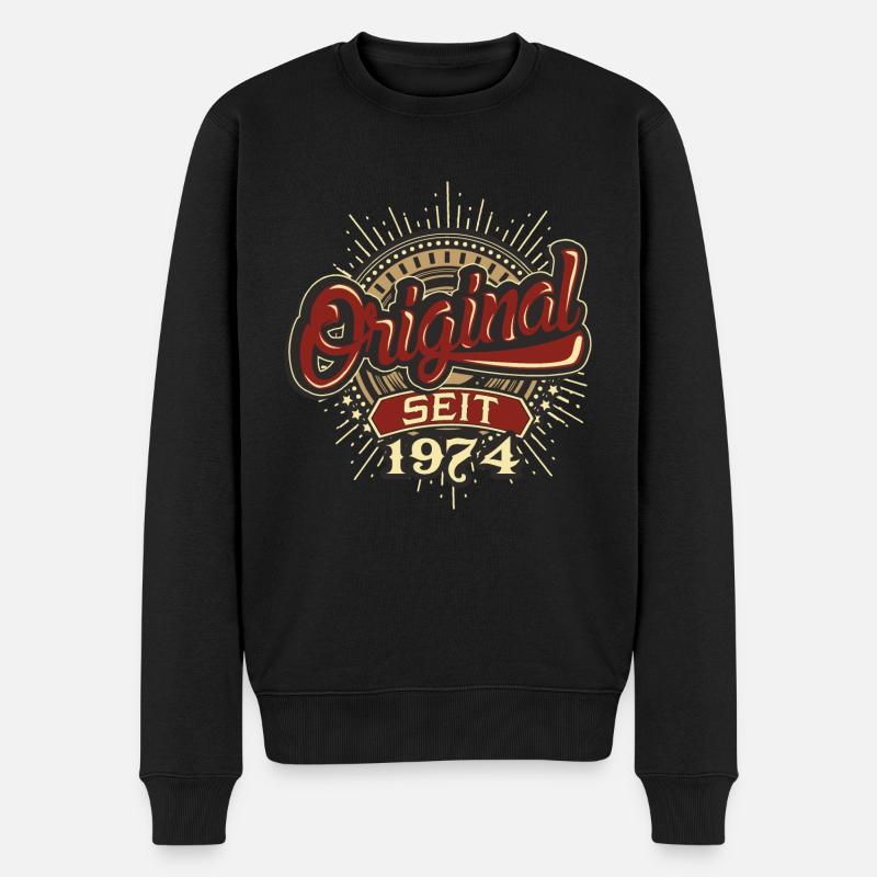 Geburtstag Original seit 1974 - Männer Premium Bio Pullover - Schwarz