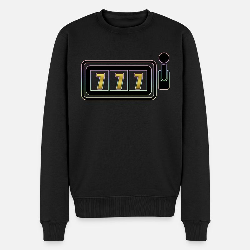 Spielautomat mit Jackpot (777) - Männer Premium Bio Pullover - Schwarz