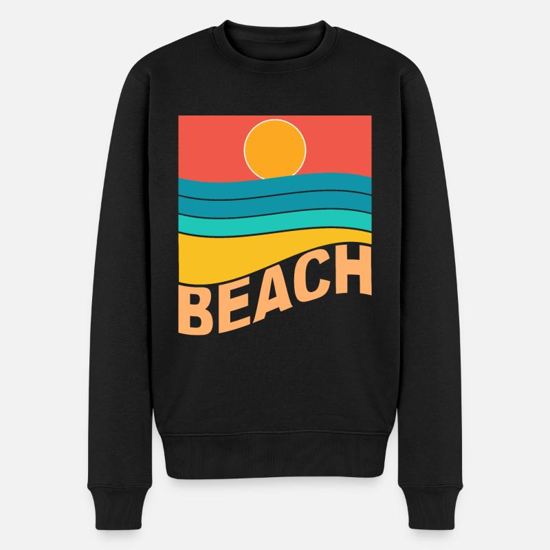 Strand Sonnenuntergang Meer - Männer Premium Bio Pullover - Schwarz