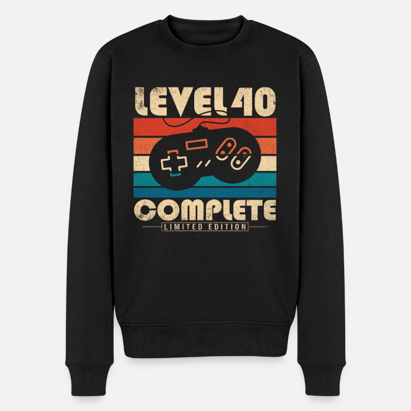 40. Geburtstag Geschenk Level 40 Complete - Männer Premium Bio Pullover - Schwarz