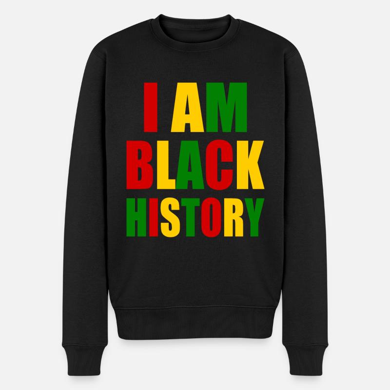 I am black history - Männer Premium Bio Pullover - Schwarz