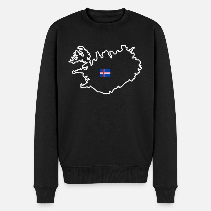 Island - Kontur der Insel (weiß) - Männer Premium Bio Pullover - Schwarz