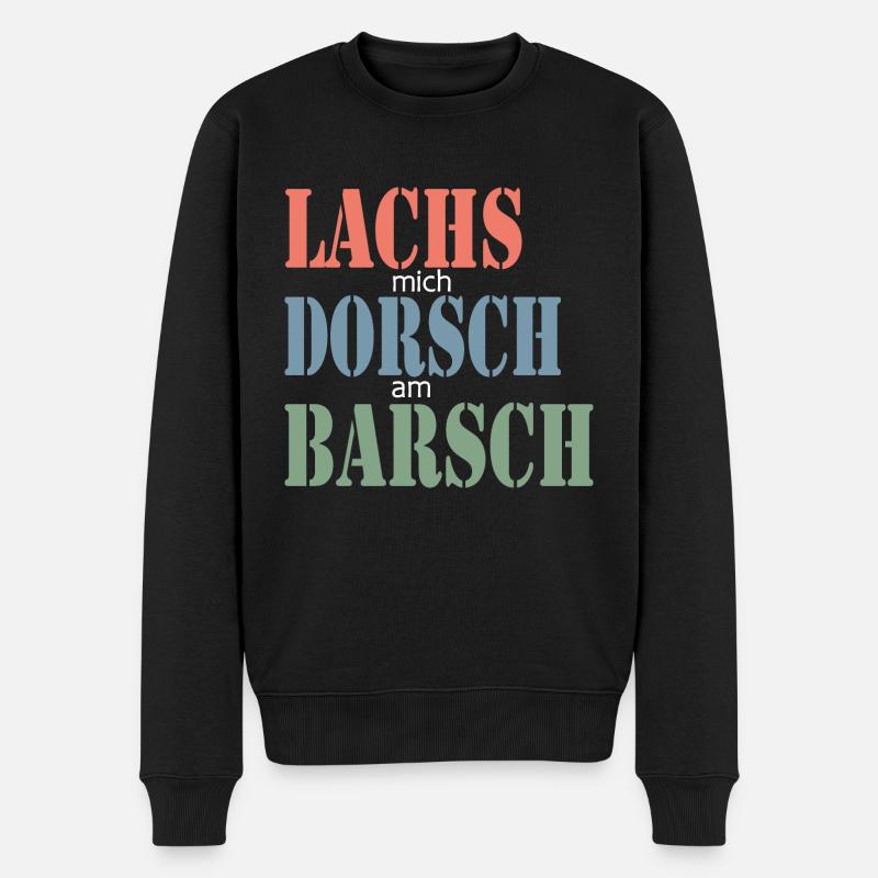Lachs mich Dorsch am Barsch, lustiger Spruch, Koch - Männer Premium Bio Pullover - Schwarz