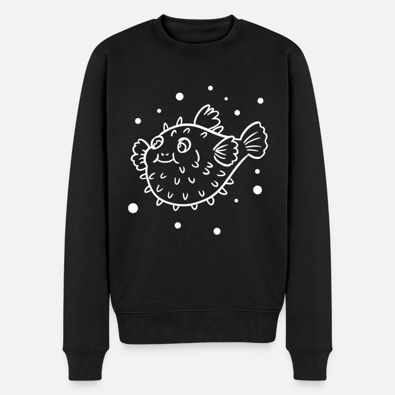 Dicker Kugelfisch - Männer Premium Bio Pullover - Schwarz