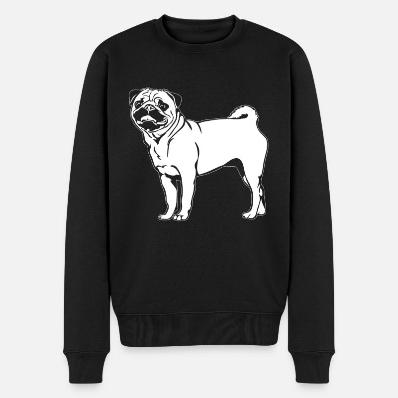 Mops lustige Hunde Hund Portrait Wilsigns - Männer Premium Bio Pullover - Schwarz