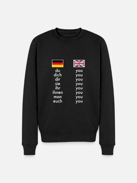 Engelsk Tysk Grammatik Læring Sjove lærere - Økologisk premium-sweatshirt til mænd - sort