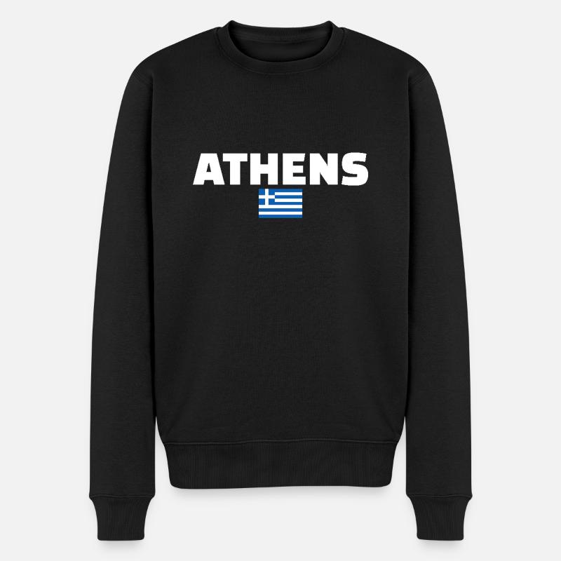 Athènes Grèce Drapeau grec Grec - Pull Premium bio Homme - noir