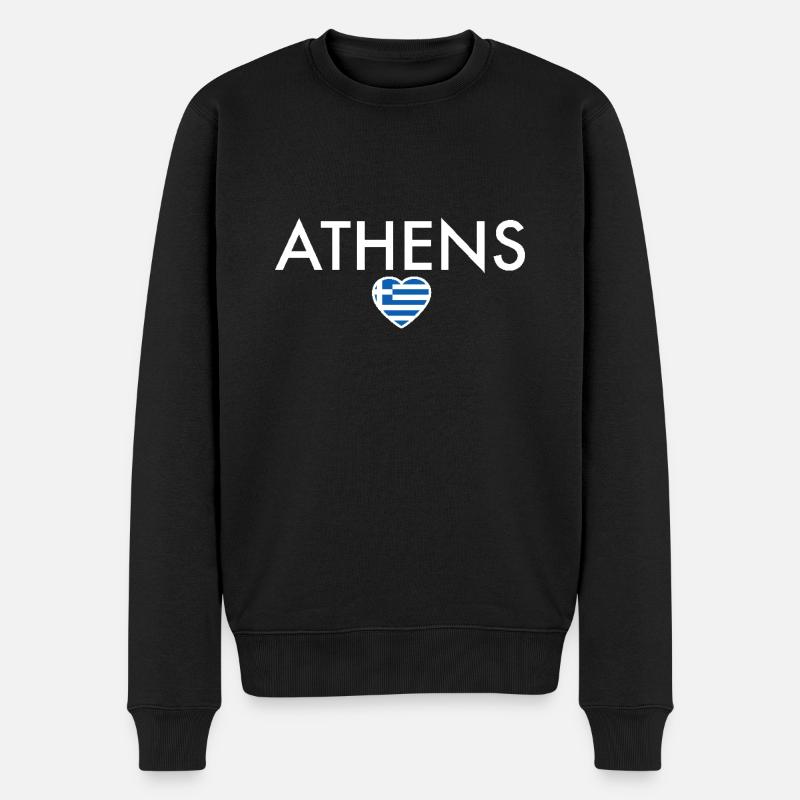 Athènes Grèce Drapeau grec Grec - Pull Premium bio Homme - noir