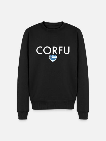 Corfu Griekenland Griekse Vlag Grieks - Mannen Premium Bio sweater - zwart