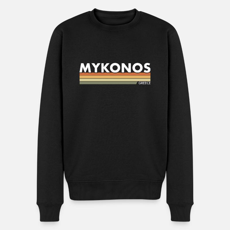 Mykonos Grèce Grec - Pull Premium bio Homme - noir