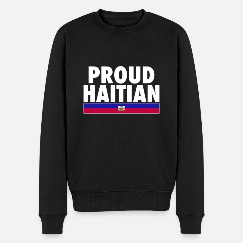 Fier drapeau haïtien haïtien - Pull Premium bio Homme - noir
