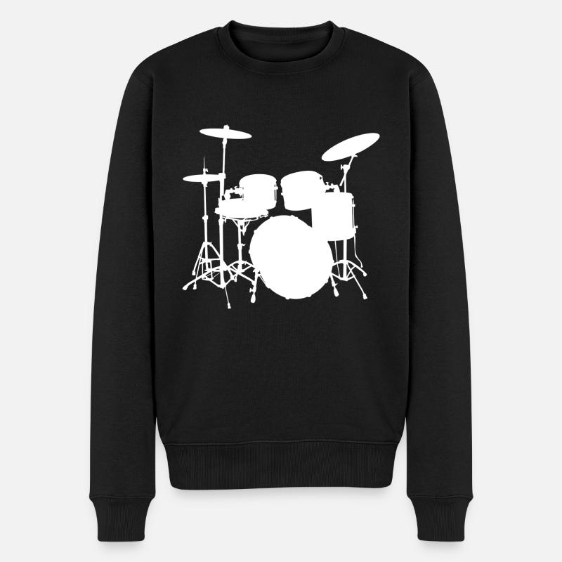 Trommeln - Männer Premium Bio Pullover - Schwarz