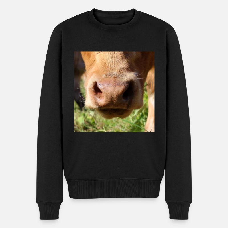 Kuh Kühe Rind Nase Cow Vache - Männer Premium Bio Pullover - Schwarz