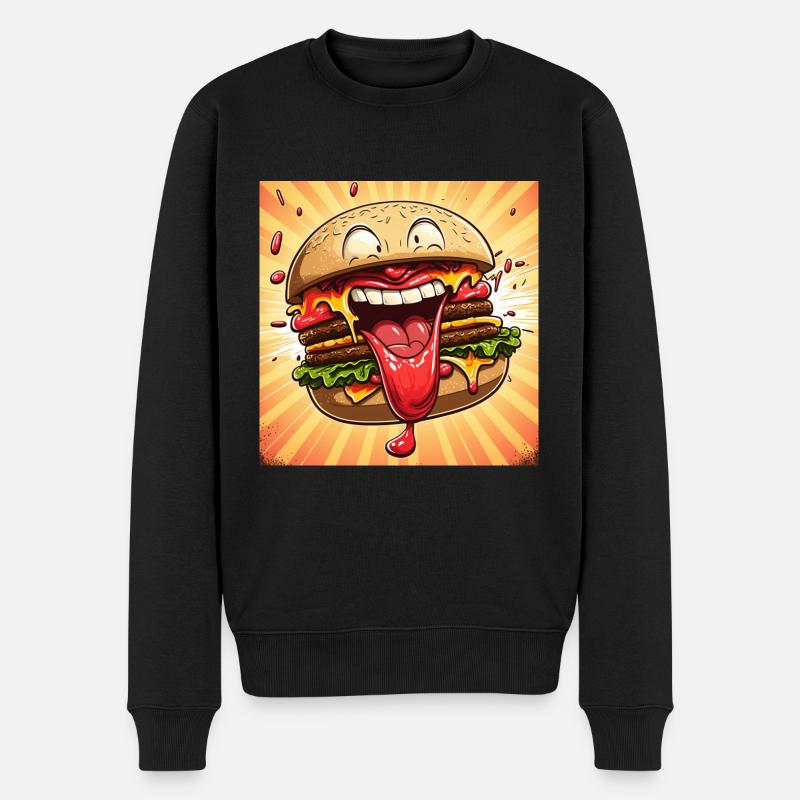 Crazy Burger - Männer Premium Bio Pullover - Schwarz