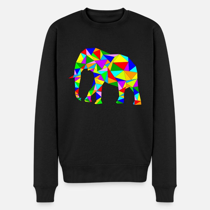 éléphant polygone hétéroclite - Pull Premium bio Homme - noir