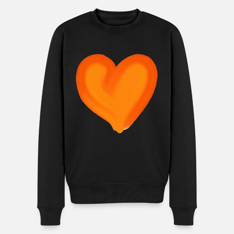 Herz orange Geschenkidee - Männer Premium Bio Pullover - Schwarz