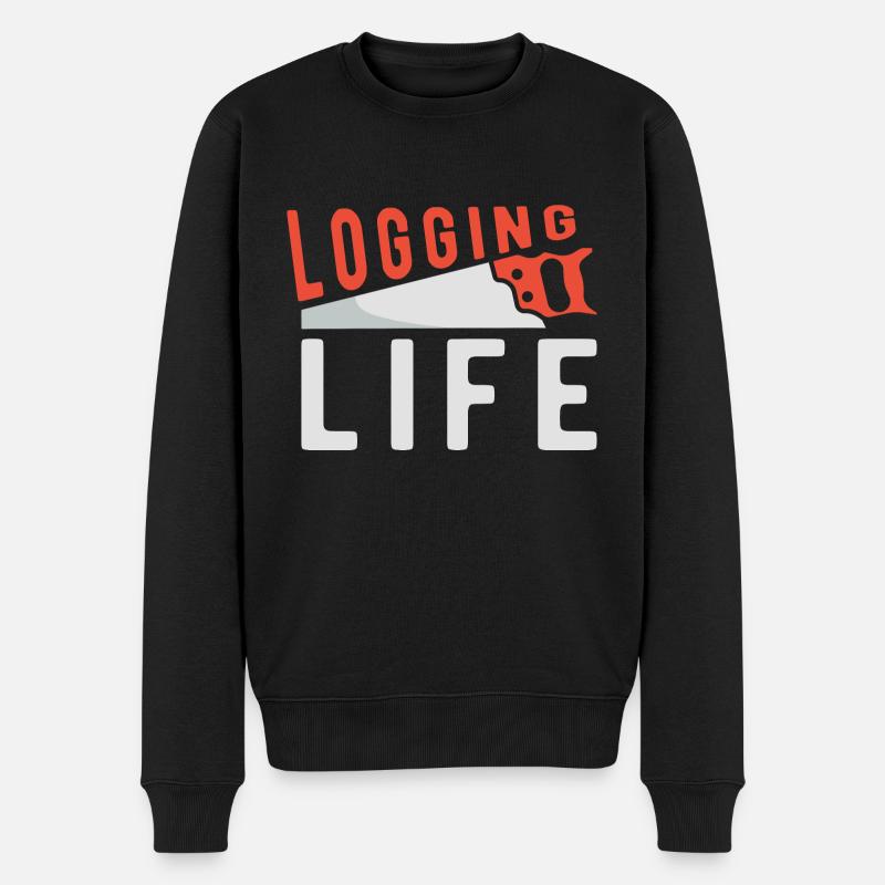 Logger Holzfäller Kettensäge - Männer Premium Bio Pullover - Schwarz