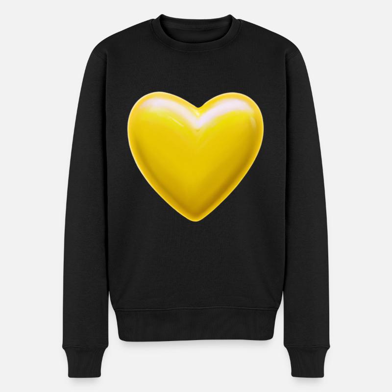 Herz gelb Geschenkidee - Männer Premium Bio Pullover - Schwarz