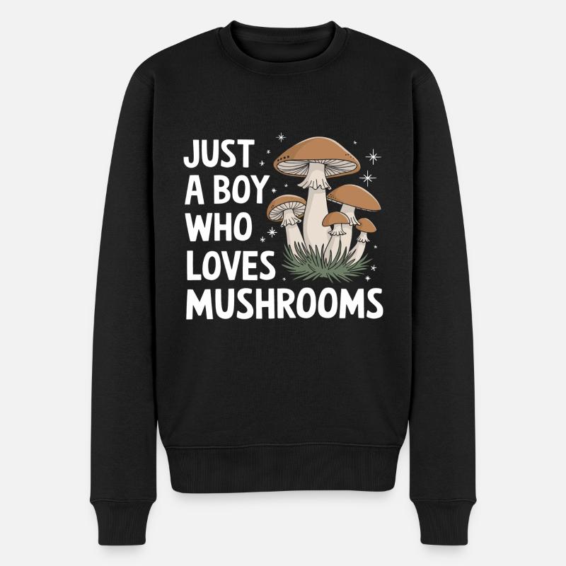 Pilz Pilze Funghi Champignon - Männer Premium Bio Pullover - Schwarz