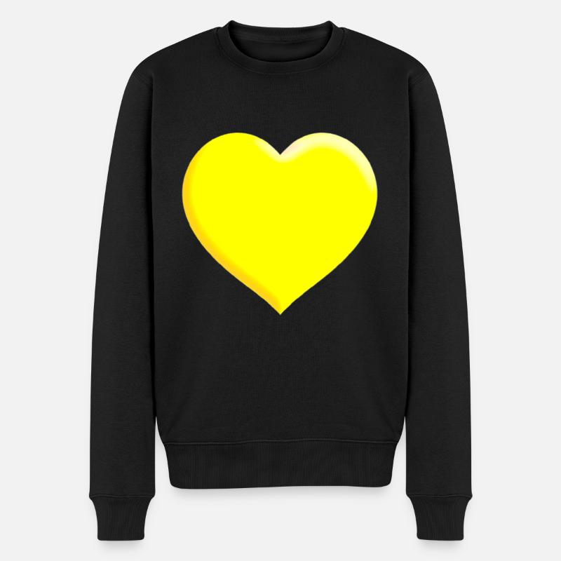 Gelbes Herz Geschenkidee - Männer Premium Bio Pullover - Schwarz