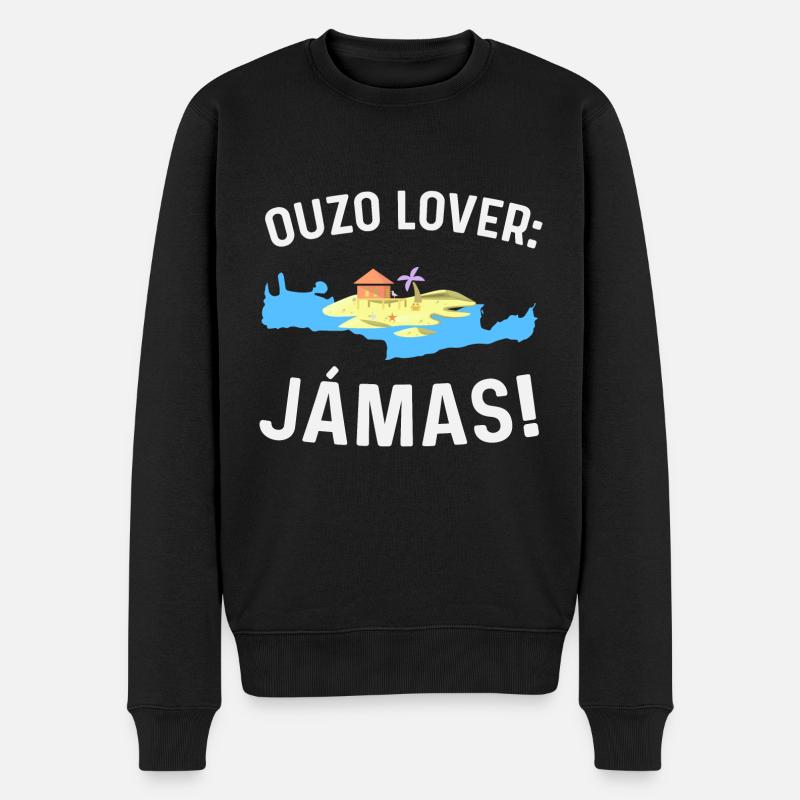 Crete Ouzo Lover - Männer Premium Bio Pullover - Schwarz