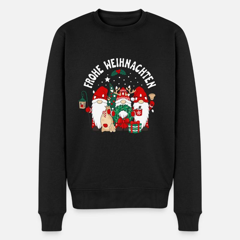 Frohe Weihnachten Wichtel Gnomies - Männer Premium Bio Pullover - Schwarz