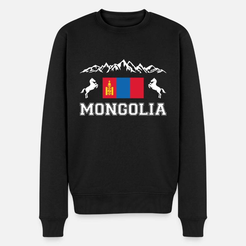 Mongolei - Männer Premium Bio Pullover - Schwarz