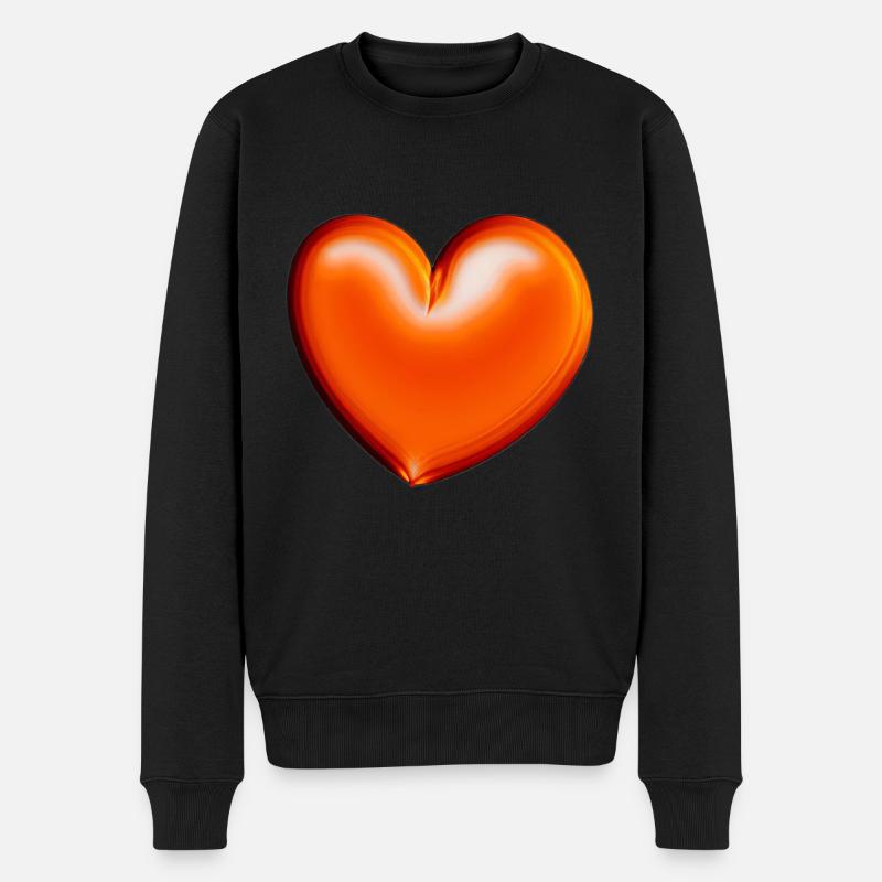 Herz orange rot Geschenkidee - Männer Premium Bio Pullover - Schwarz
