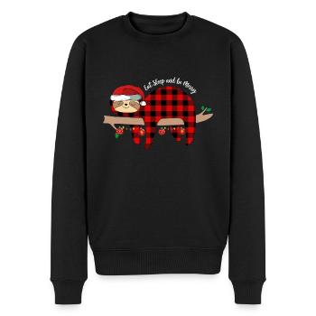 Iss Schlaf und sei fröhliches Faultier - Männer Premium Bio Pullover - Schwarz - Vorne - Nico (187cm)