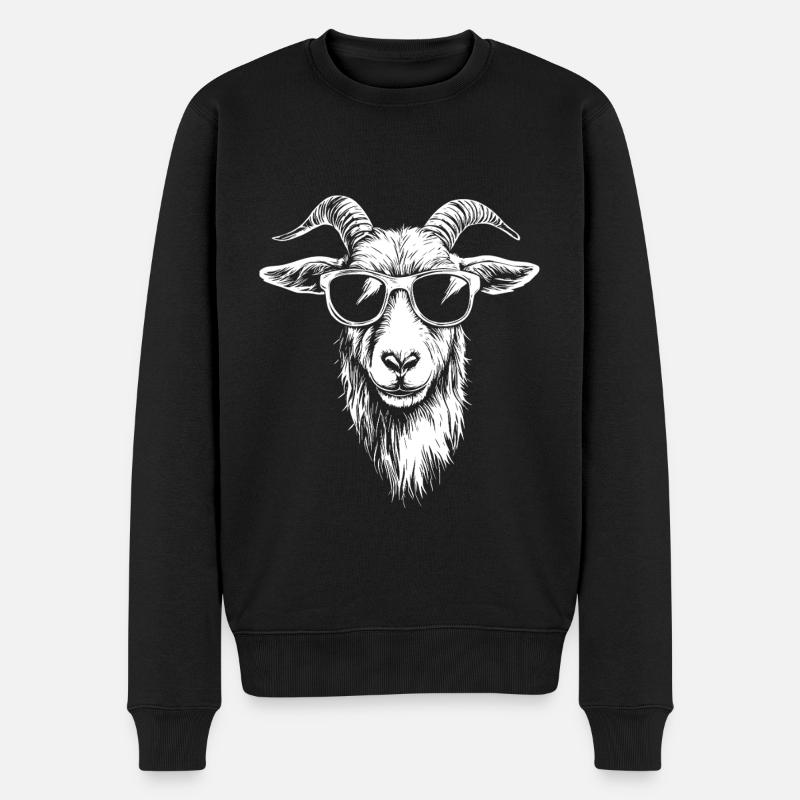 Ziege Goat Sonnenbrille - Männer Premium Bio Pullover - Schwarz