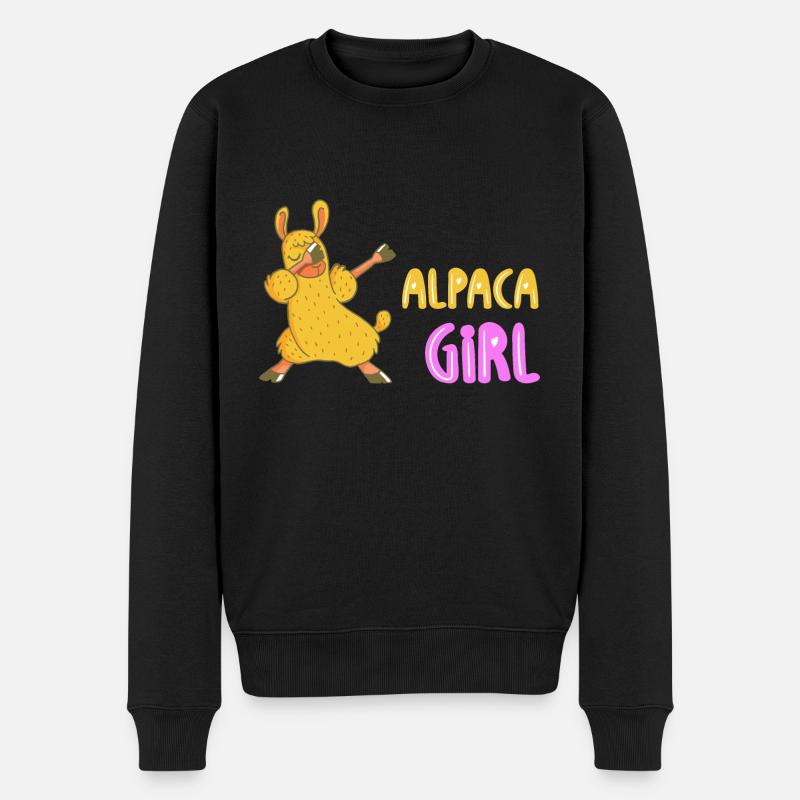 Alpaca Mädchen - Männer Premium Bio Pullover - Schwarz