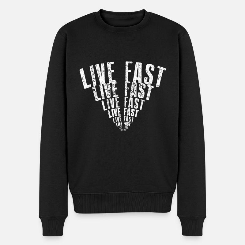 Live Fast Signal White - Pull Premium bio Homme - noir