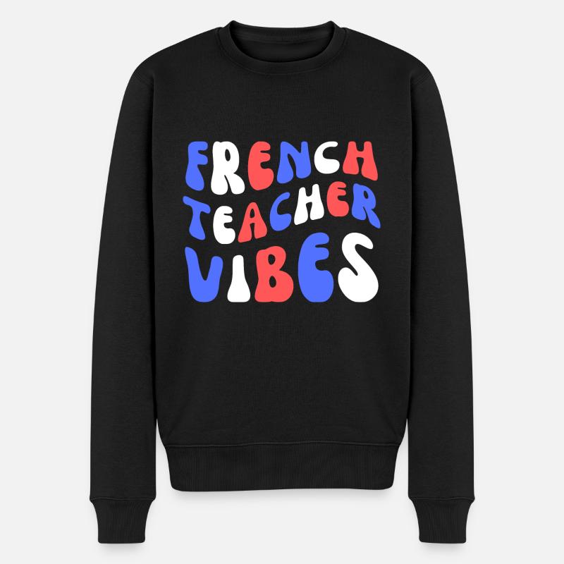 Französischlehrer Vibes - Männer Premium Bio Pullover - Schwarz