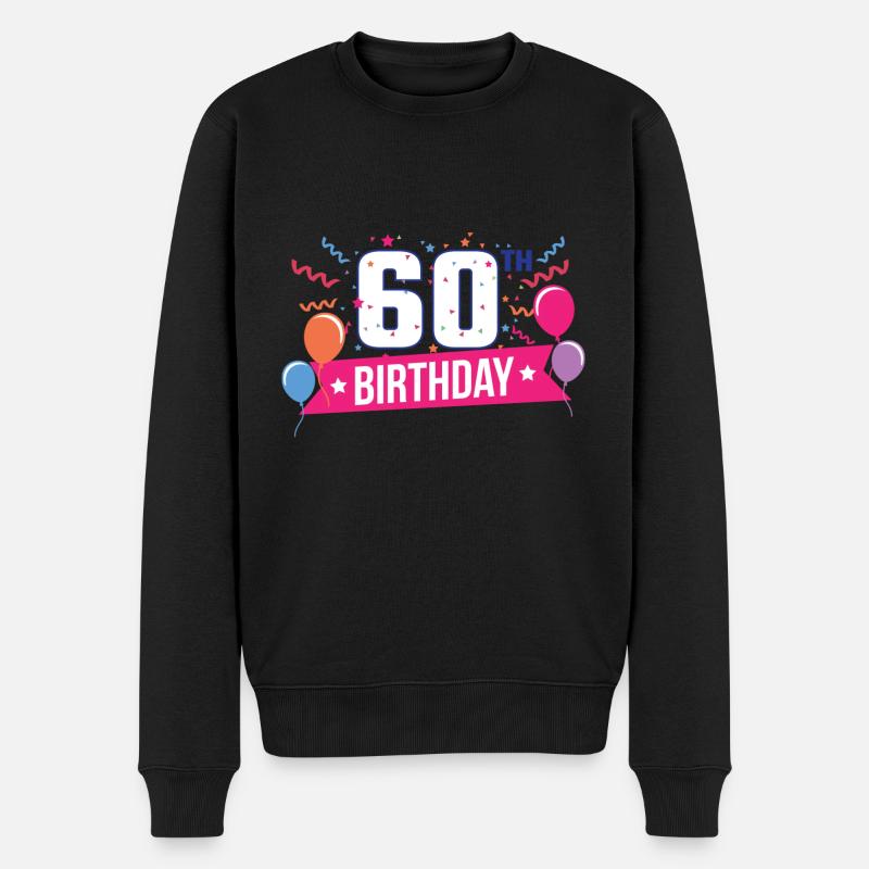 60. Geburtstagsfeier steigt Fahnen-Geschenk-Idee im Ballon auf - Männer Premium Bio Pullover - Schwarz