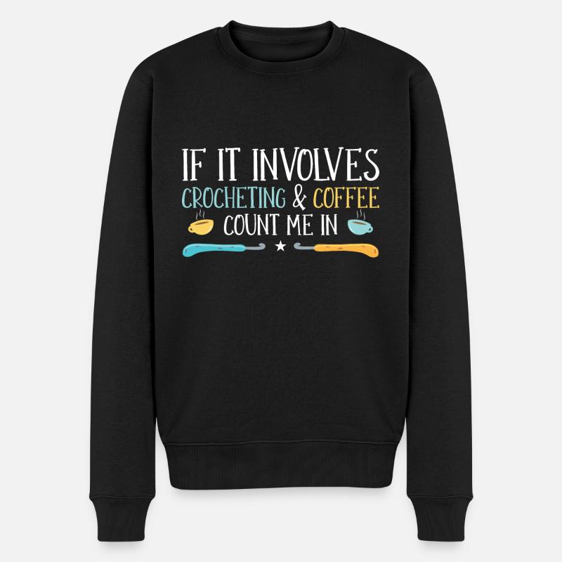 Kaffee & Häkeln - Männer Premium Bio Pullover - Schwarz