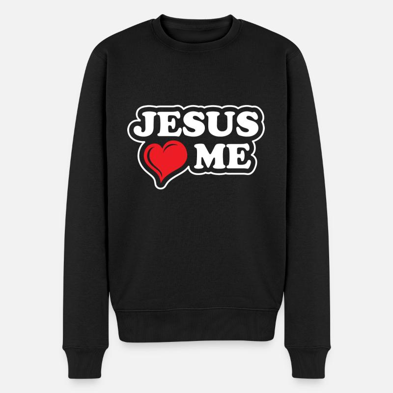 Jesus Design Ja Jesus liebt mich Geburtstagsgeschenkidee - Männer Premium Bio Pullover - Schwarz