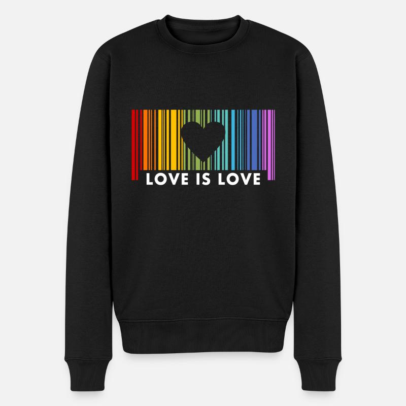 Liebe ist Liebe Regenbogen Barcode - Männer Premium Bio Pullover - Schwarz