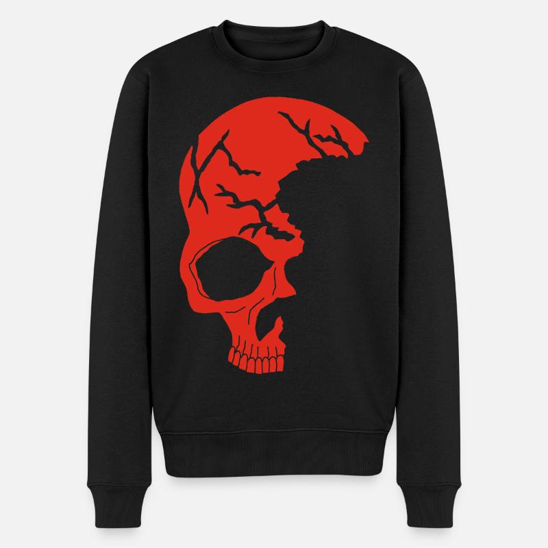 Demi-crâne rouge - Pull Premium bio Homme - noir