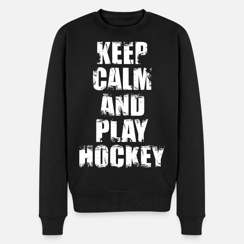 Keep Calm And Play Hockey - Männer Premium Bio Pullover - Schwarz