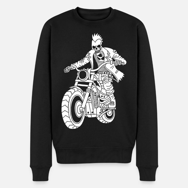 Hell Biker (Weiß) - Männer Premium Bio Pullover - Schwarz