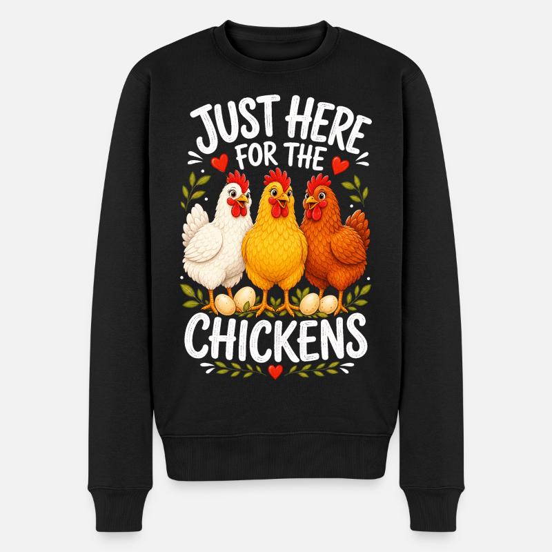 JUSTE LÀ POUR LES POULES - Pull Premium bio Homme - noir