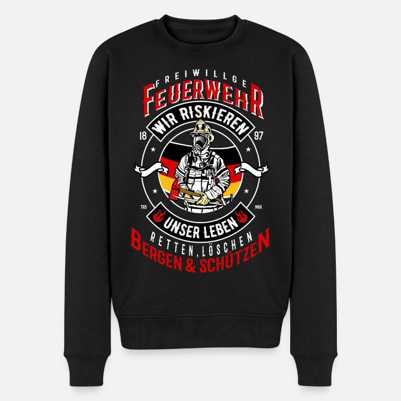 Freiwillige Feuerwehr Feuerwehrmann - Männer Premium Bio Pullover - Schwarz