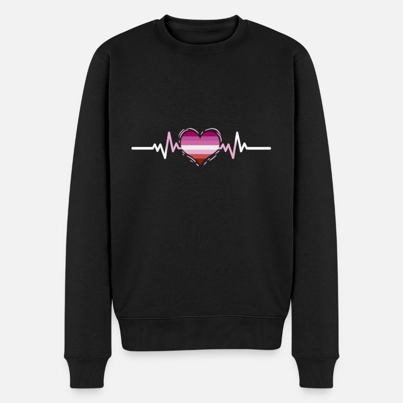 Lesbian Heartbeat Lesbian Pride - Pull Premium bio Homme - noir